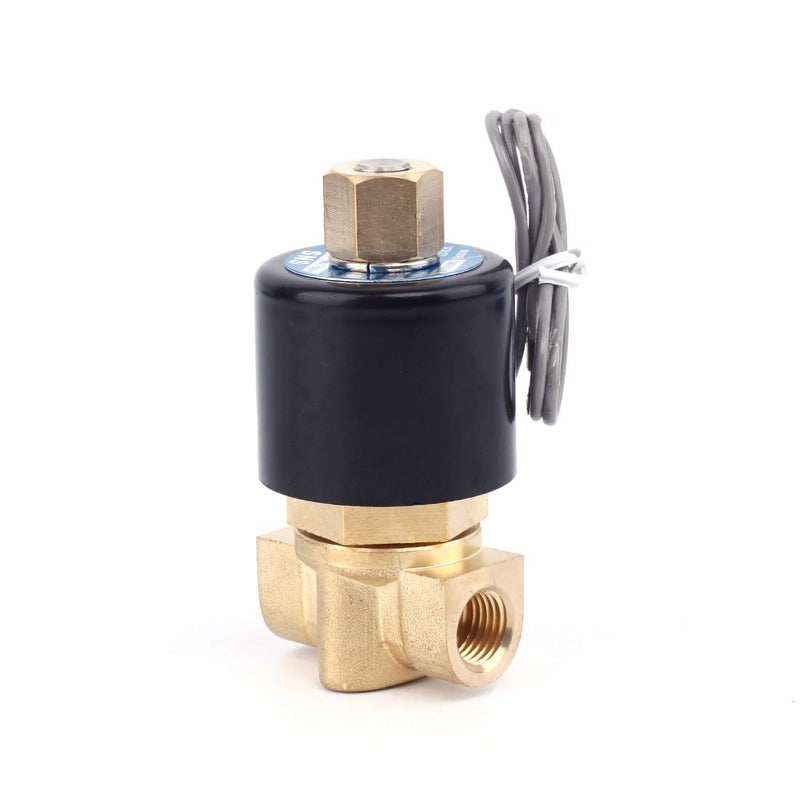 SNS DC12V 1/4" NPT Brass Electric Solenoid Valve Normally Open Water, Air, Diesel 2WK025-N08 - Image 1